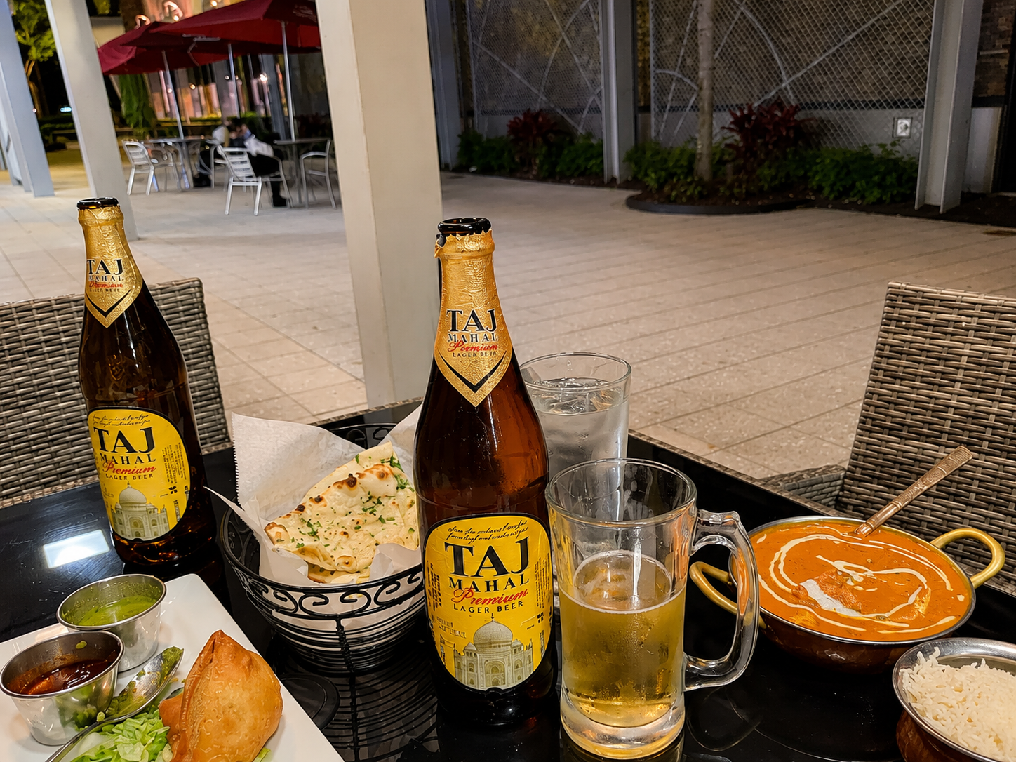 Chilled Taj Mahal beer served at Maya Flavors of India in Boca Raton, FL.